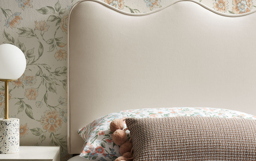 Hazel Stain-Resistant Performance Velvet Twin Size Headboard in Alabaster