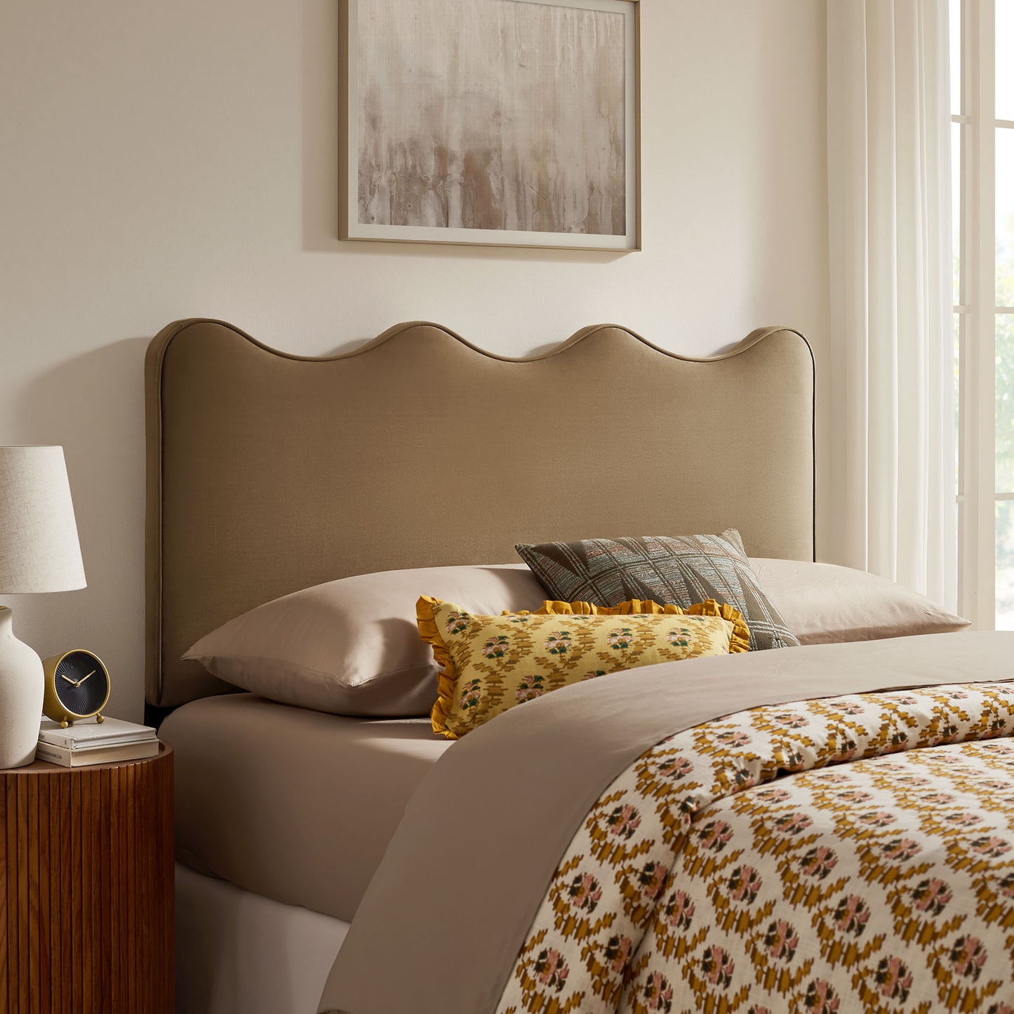 Hazel Stain-Resistant Performance Velvet Full Size Headboard in Taupe