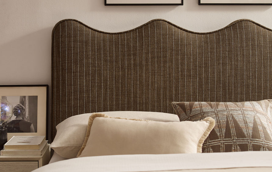 Hazel Striped Fabric Upholstered Full Size Headboard in Earth Stripe
