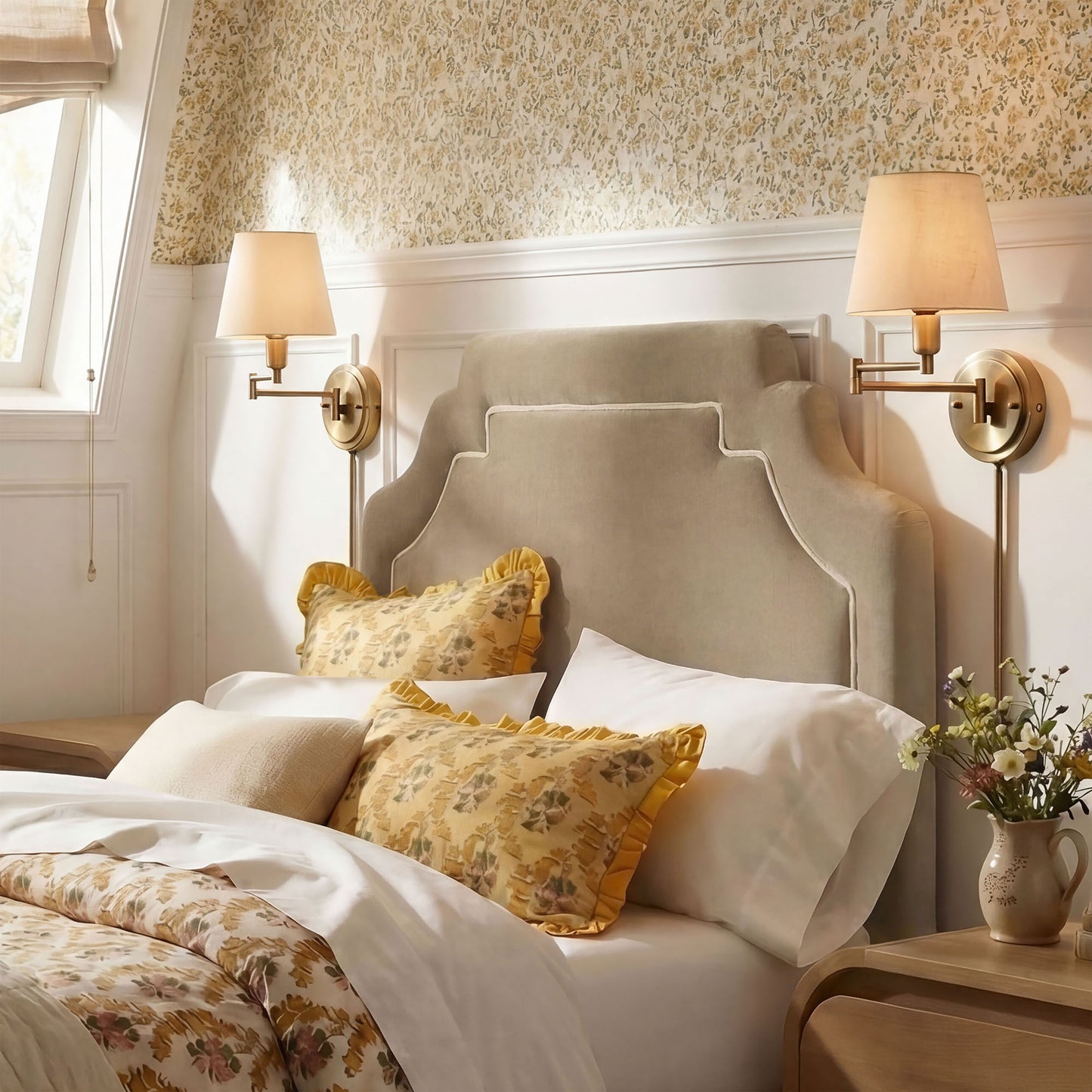 Thatch Stain-Resistant Performance Velvet Twin Size Headboard in Taupe Almond