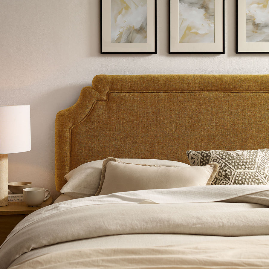 Thatch Upholstered Fabric Full Size Headboard in Copper