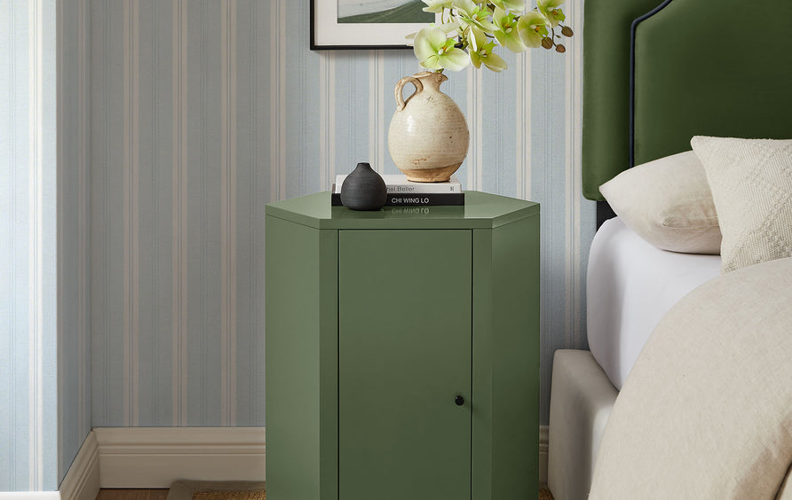 Adair Faceted Semi-Gloss Side Table in Cypress