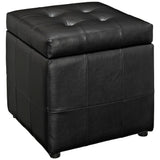 Falun Storage Upholstered Vinyl Ottoman in Black