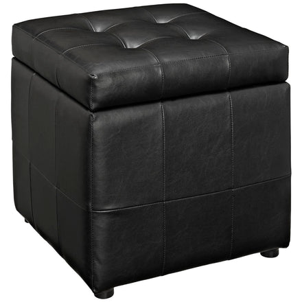 Volt Storage Upholstered Vinyl Ottoman in Black