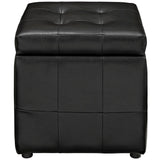 Falun Storage Upholstered Vinyl Ottoman in Black