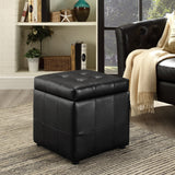 Falun Storage Upholstered Vinyl Ottoman in Black