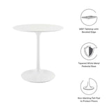 Lumen 28" Round Wood Dining Table in White