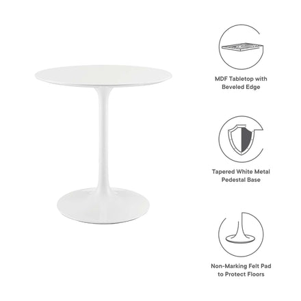 Lippa 28" Round Wood Dining Table in White
