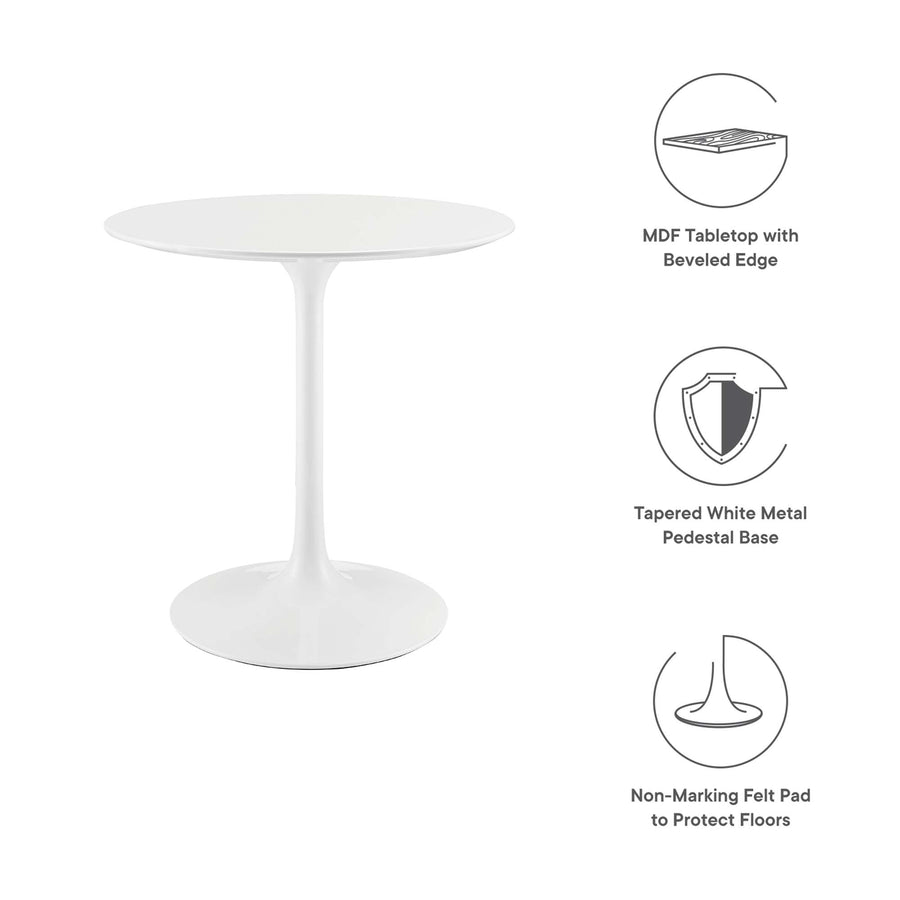Lumen 28" Round Wood Dining Table in White