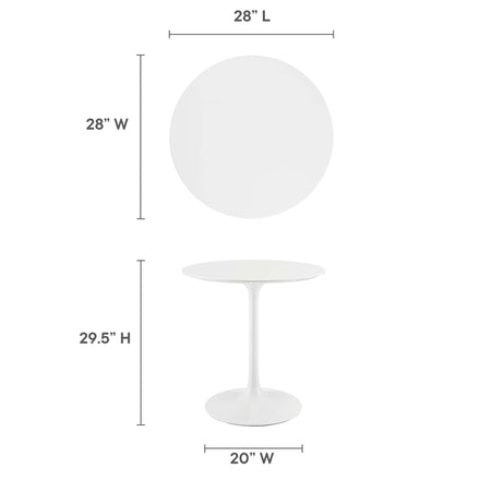Lippa 28" Round Wood Dining Table in White