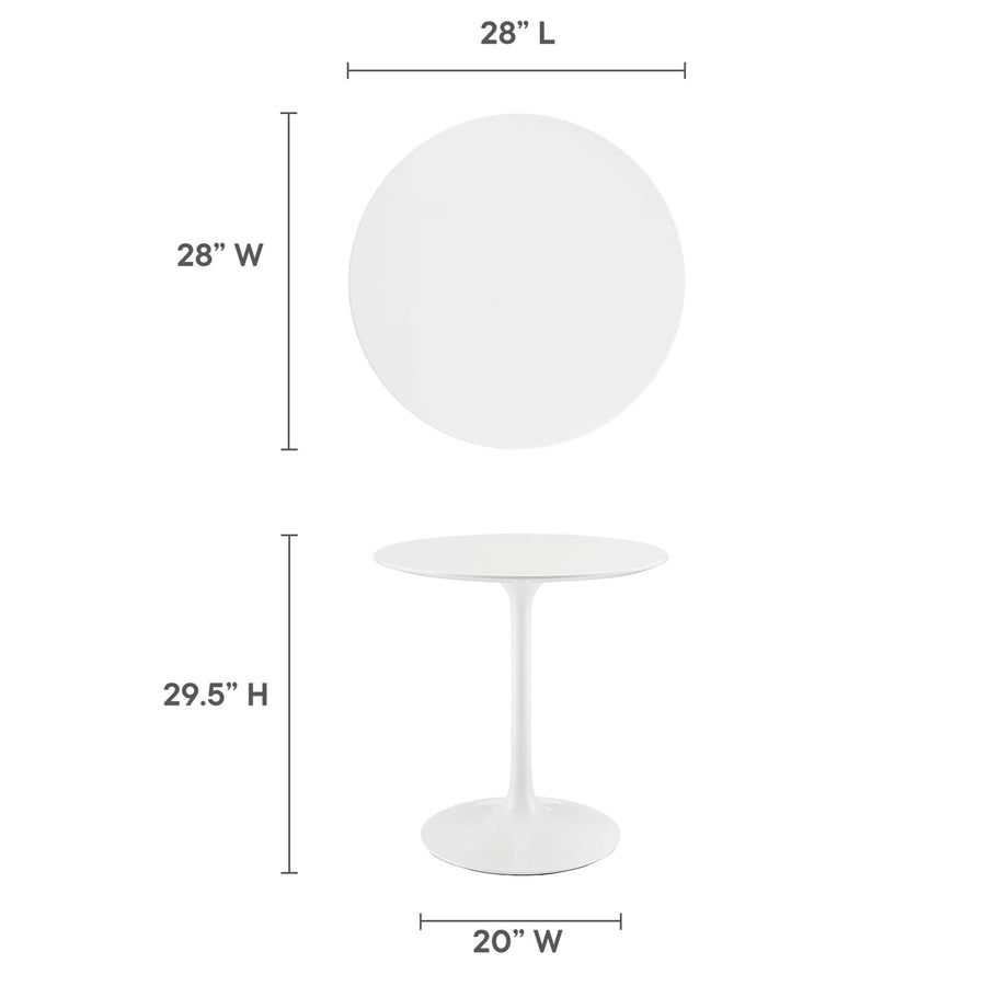 Lumen 28" Round Wood Dining Table in White
