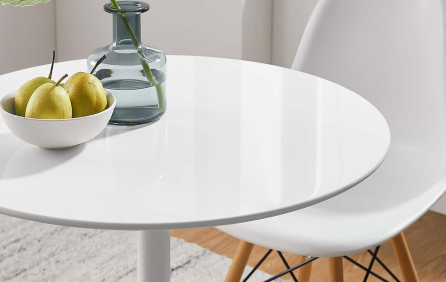 Lumen 28" Round Wood Dining Table in White