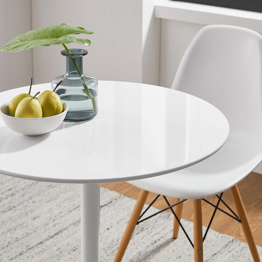 Lumen 28" Round Wood Dining Table in White