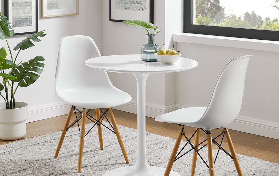 Lumen 28" Round Wood Dining Table in White