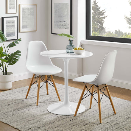 Lippa 28" Round Wood Dining Table in White