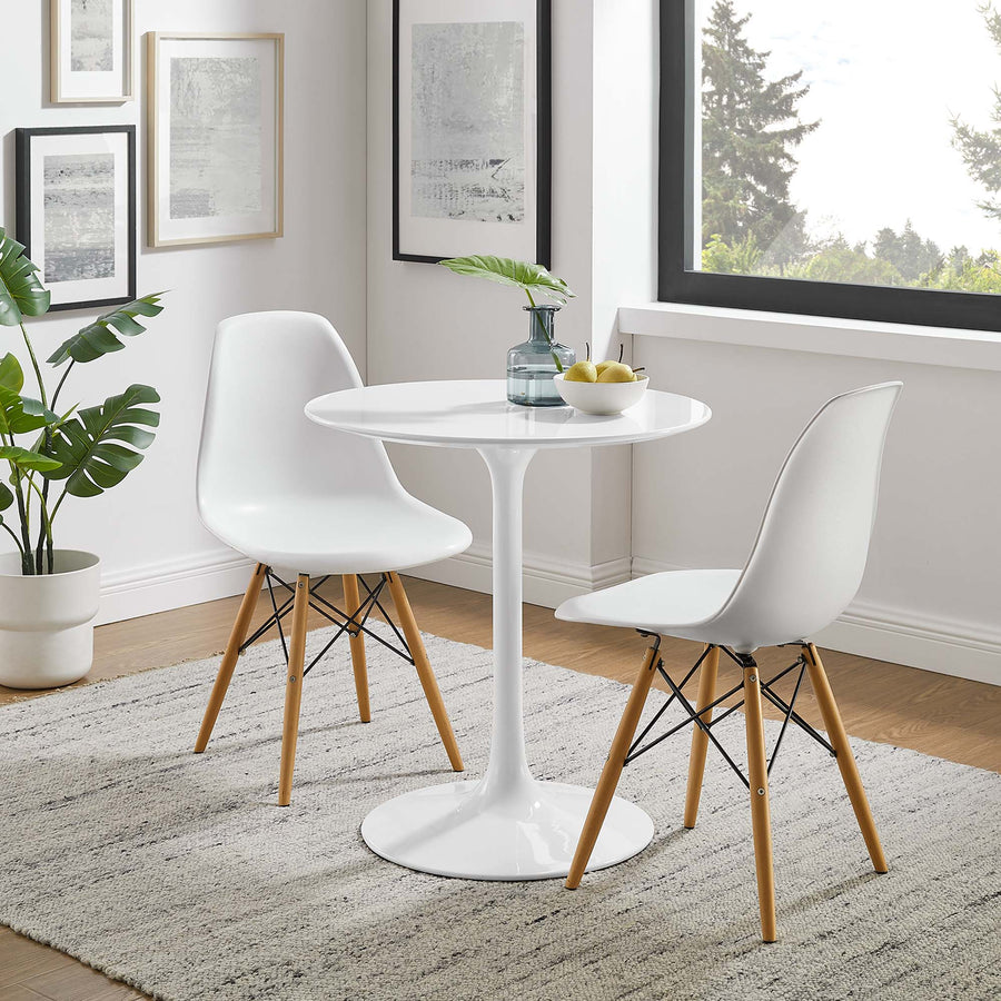 Lumen 28" Round Wood Dining Table in White