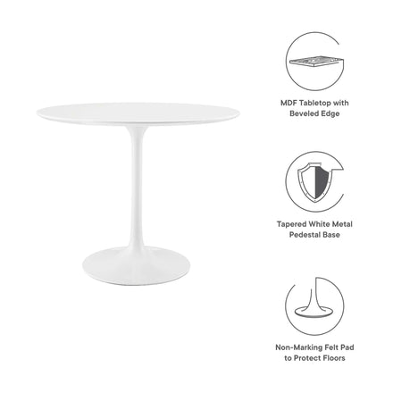 Lippa 36" Round Wood Dining Table in White
