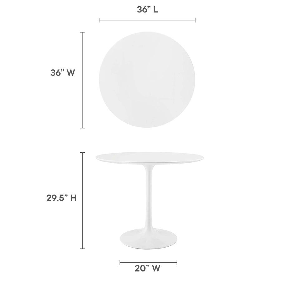 Lumen 36" Round Wood Dining Table in White