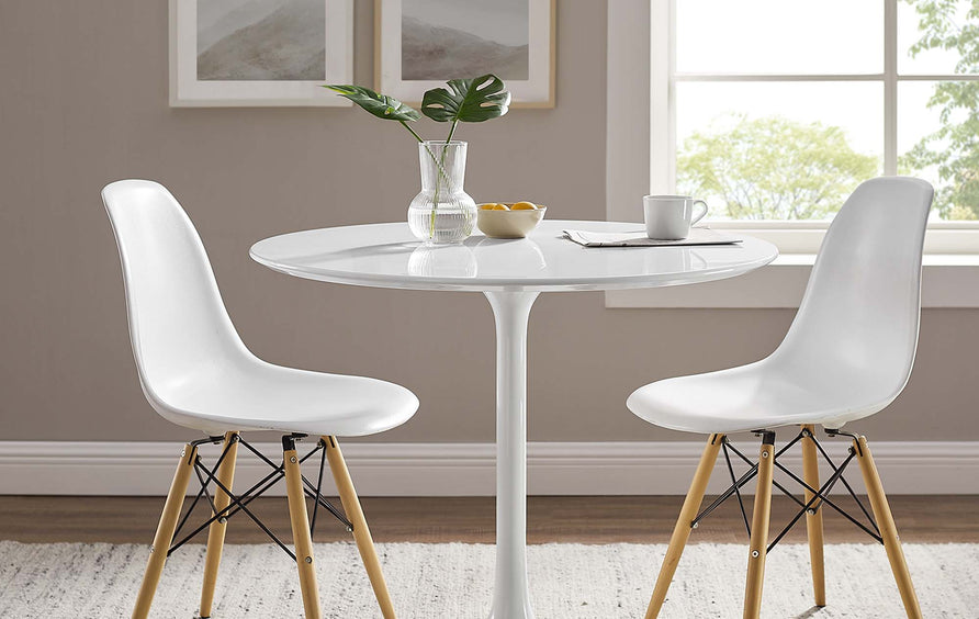 Lumen 36" Round Wood Dining Table in White