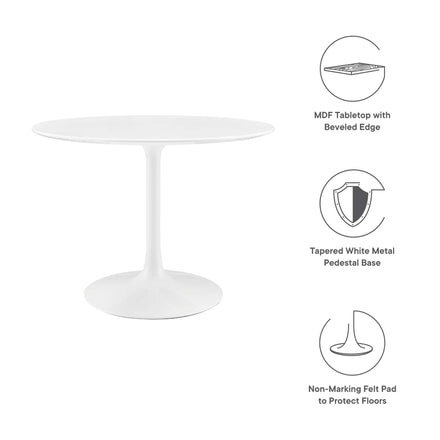 Lippa 40" Round Wood Dining Table in White