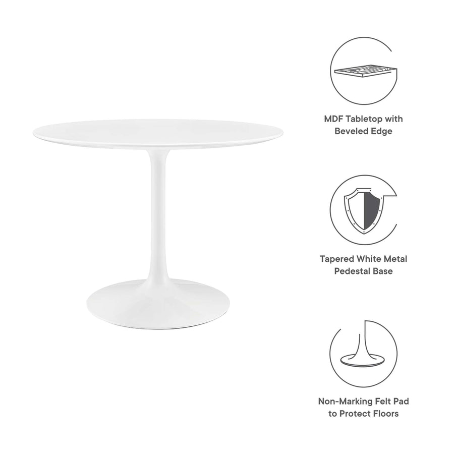 Lumen 40" Round Wood Dining Table in White