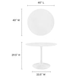 Lumen 40" Round Wood Dining Table in White