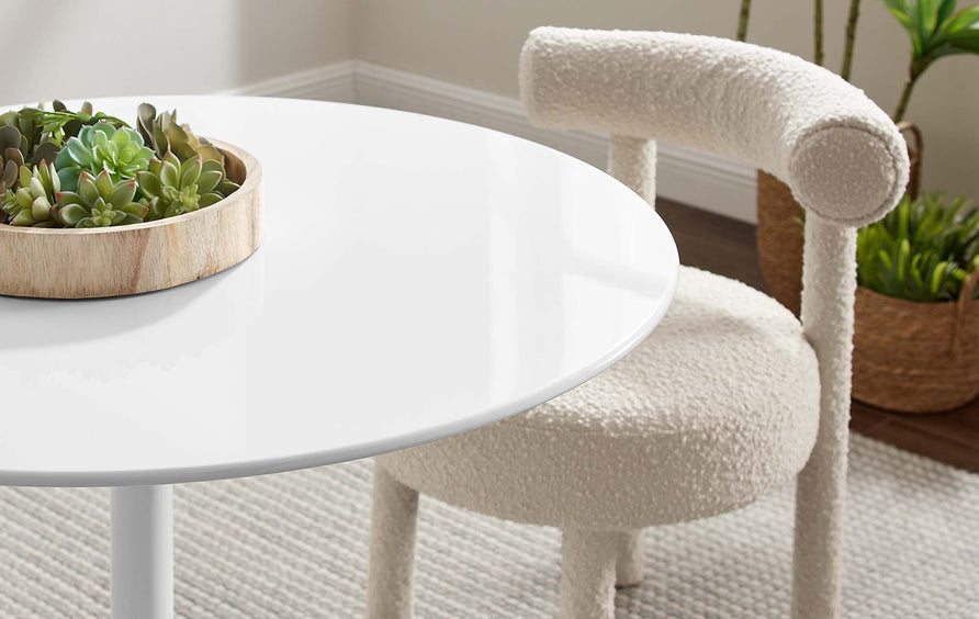 Lumen 40" Round Wood Dining Table in White