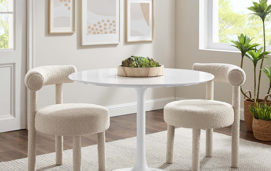 Lumen 40" Round Wood Dining Table in White