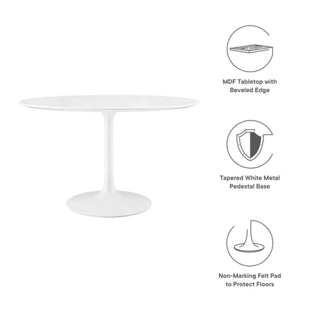 Lippa 48" Round Wood Dining Table in White