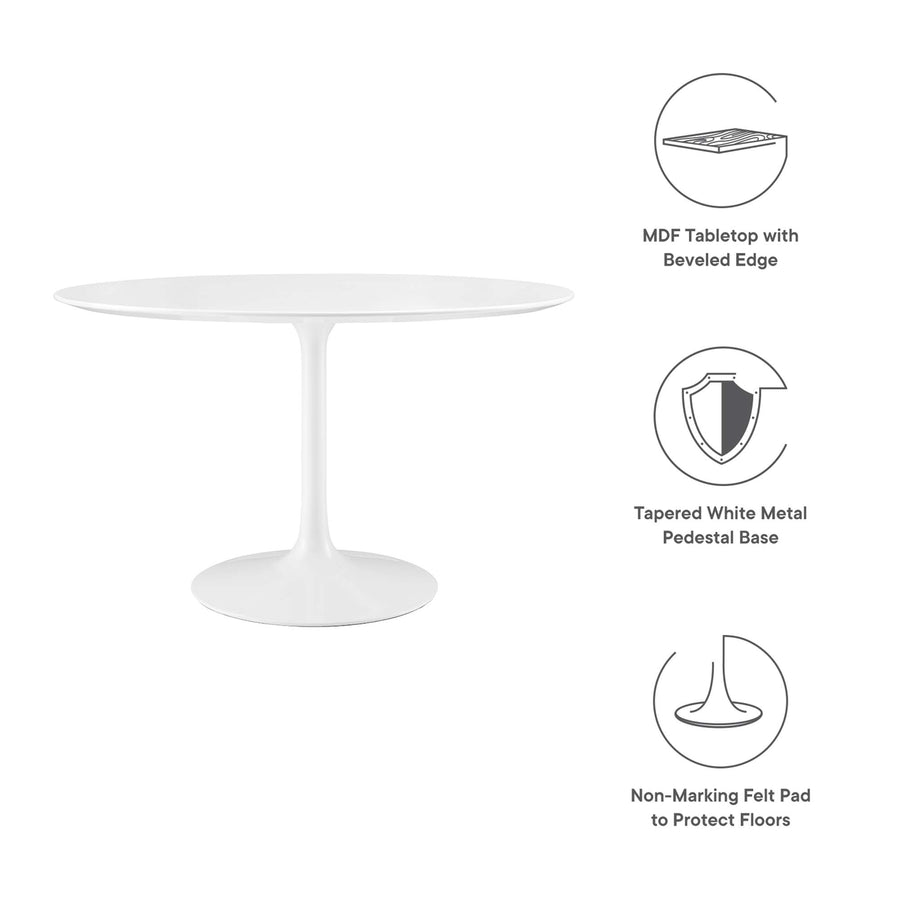 Lumen 48" Round Wood Dining Table in White