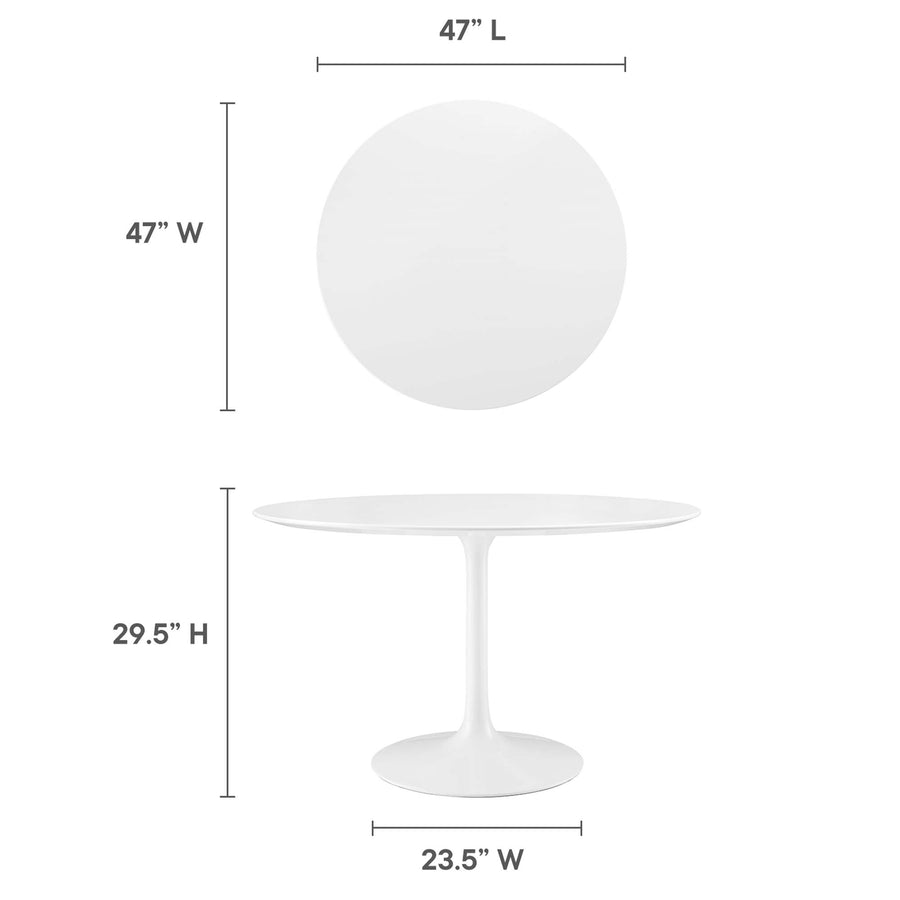 Lumen 48" Round Wood Dining Table in White