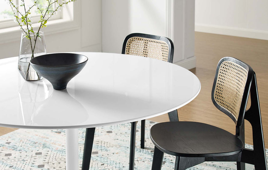 Lumen 48" Round Wood Dining Table in White