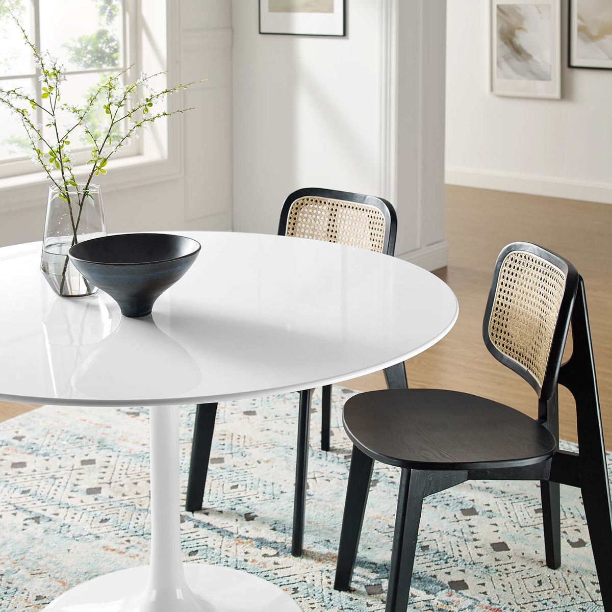 Lippa 48" Round Wood Dining Table in White