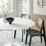 Lumen 48" Round Wood Dining Table in White