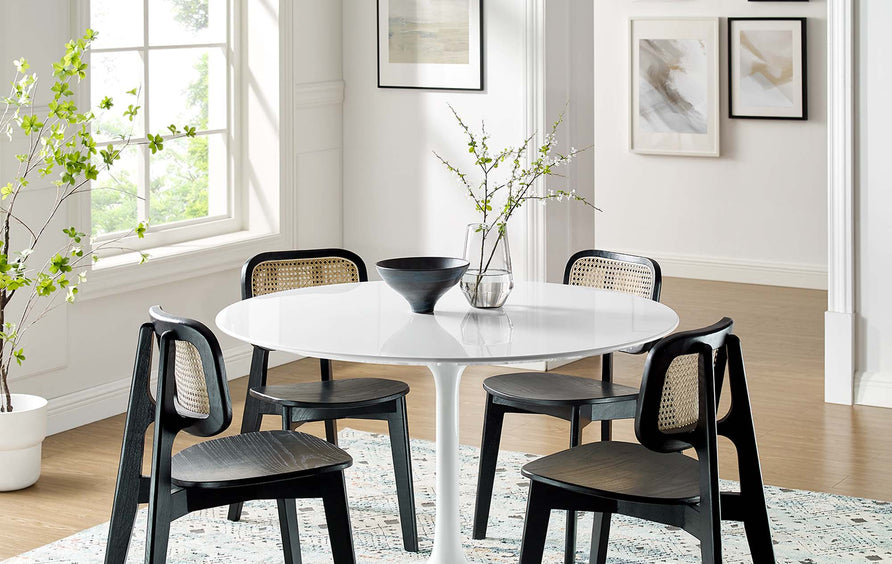 Lumen 48" Round Wood Dining Table in White