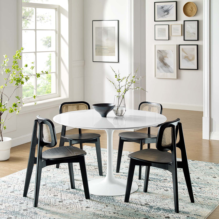Lumen 48" Round Wood Dining Table in White