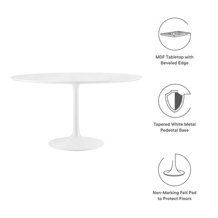 Lippa 54" Round Wood Dining Table in White