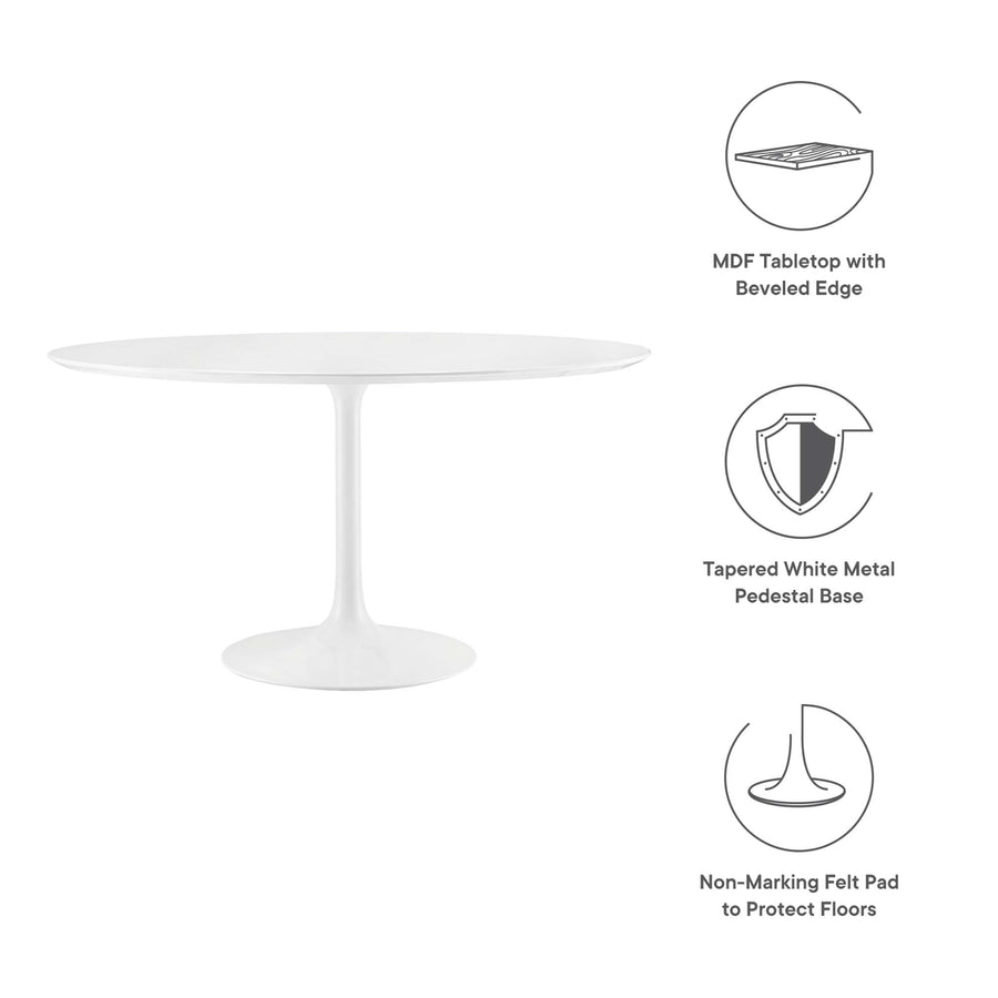 Lumen 54" Round Wood Dining Table in White