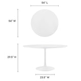 Lumen 54" Round Wood Dining Table in White