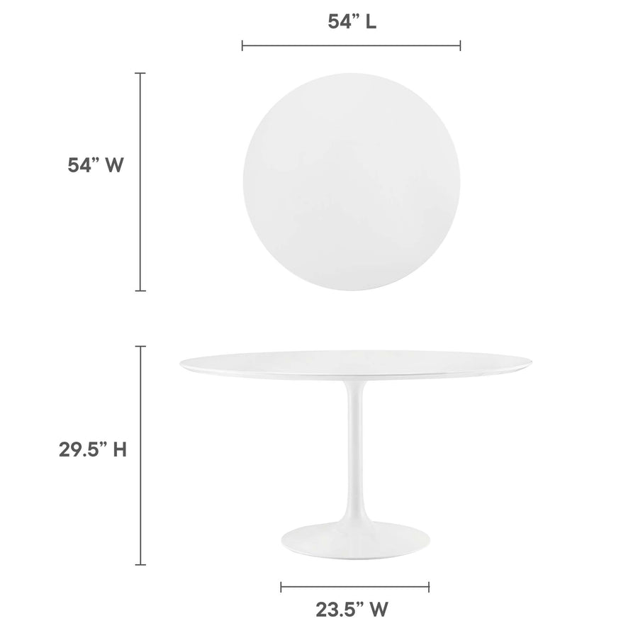 Lumen 54" Round Wood Dining Table in White