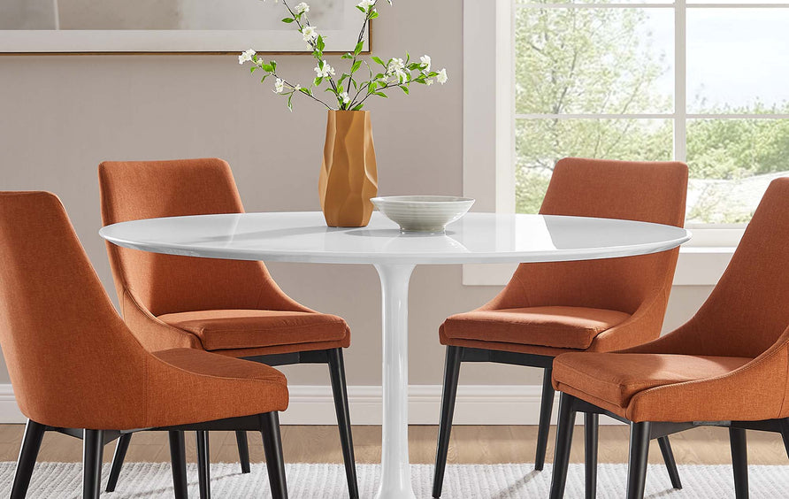 Lumen 54" Round Wood Dining Table in White