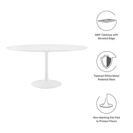 Lippa 60" Round Wood Dining Table in White