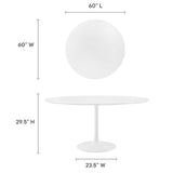 Lumen 60" Round Wood Dining Table in White