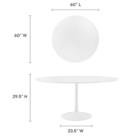 Lippa 60" Round Wood Dining Table in White