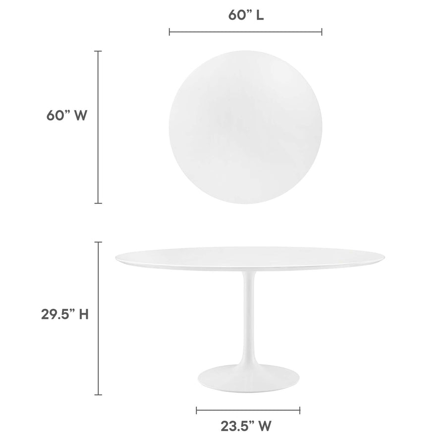 Lumen 60" Round Wood Dining Table in White