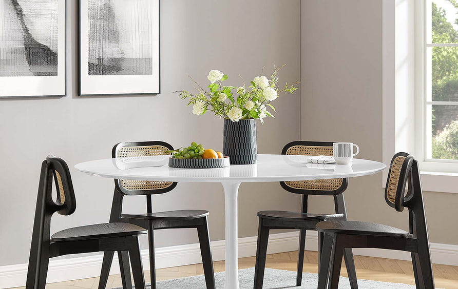 Lumen 60" Round Wood Dining Table in White