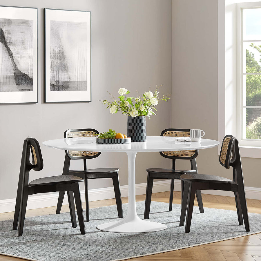 Lumen 60" Round Wood Dining Table in White