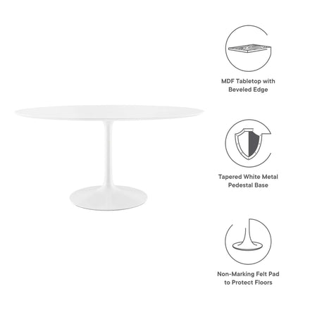 Lippa 60" Oval Wood Dining Table in White