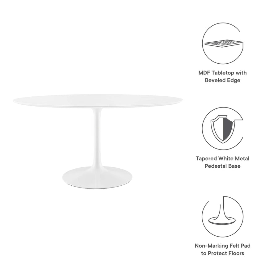 Lumen 60" Oval Wood Dining Table in White