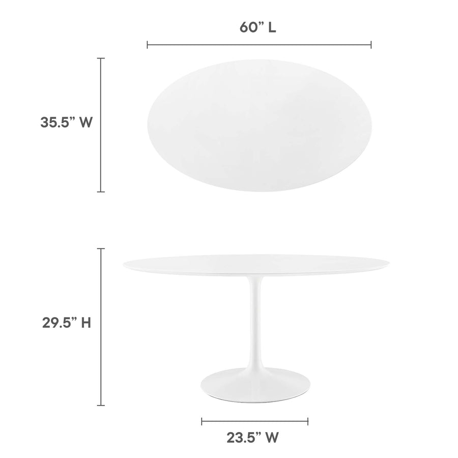Lumen 60" Oval Wood Dining Table in White